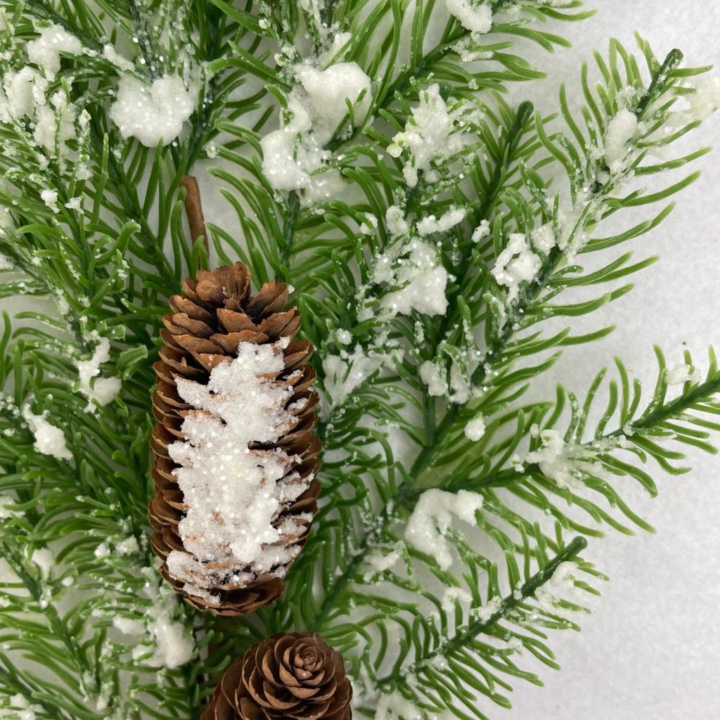 30" SNOWY PINE SPRAY W/CONES