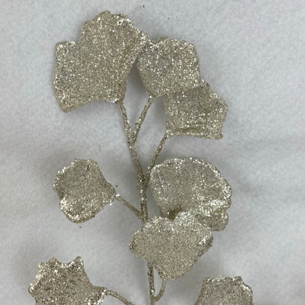 25" GLITTERED GINKO LEAF SPRAY X3 PLATINUM