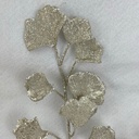 25" GLITTERED GINKO LEAF SPRAY X3 PLATINUM