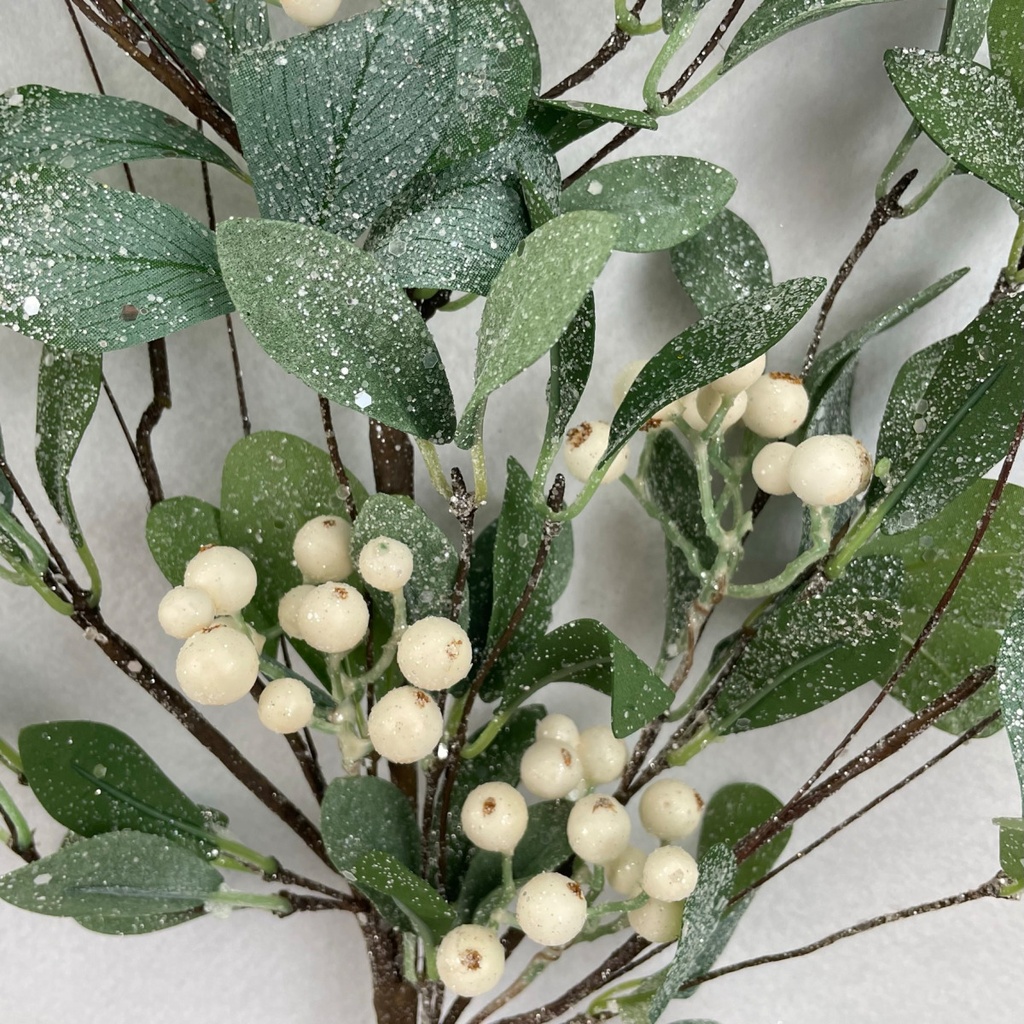 28" FROSTED LEAF BUSH W/ WHITE BERRIES