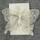 BUTTERFLY 7" GLITTER   WHITE W/CLIP