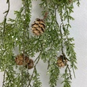 42&quot; HANGING CEDAR SPRAY W/CONES FROSTED