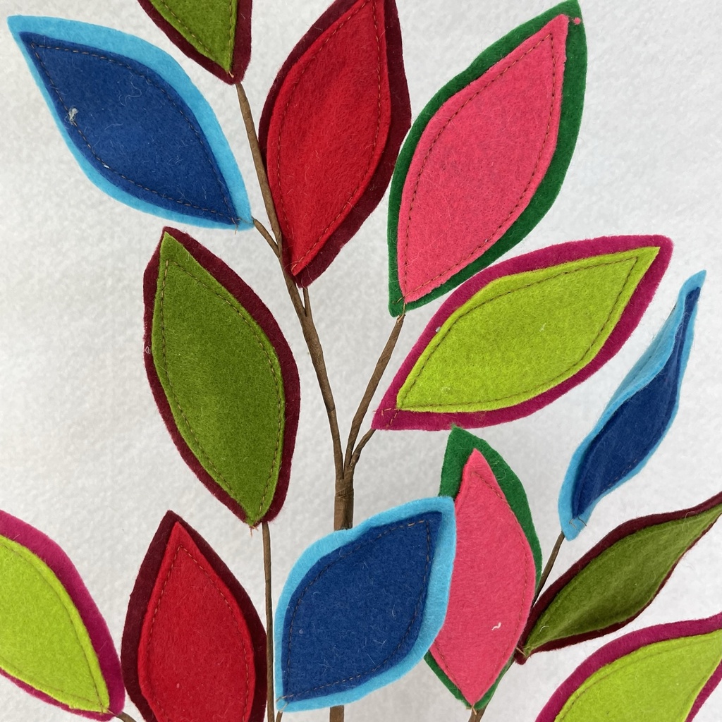 28.5" FABRIC LEAF SPRAY X3 RED/BLU/GRN