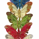 BUTTERFLY 5" 6-ASST'D W/CLIP W/GLITTER