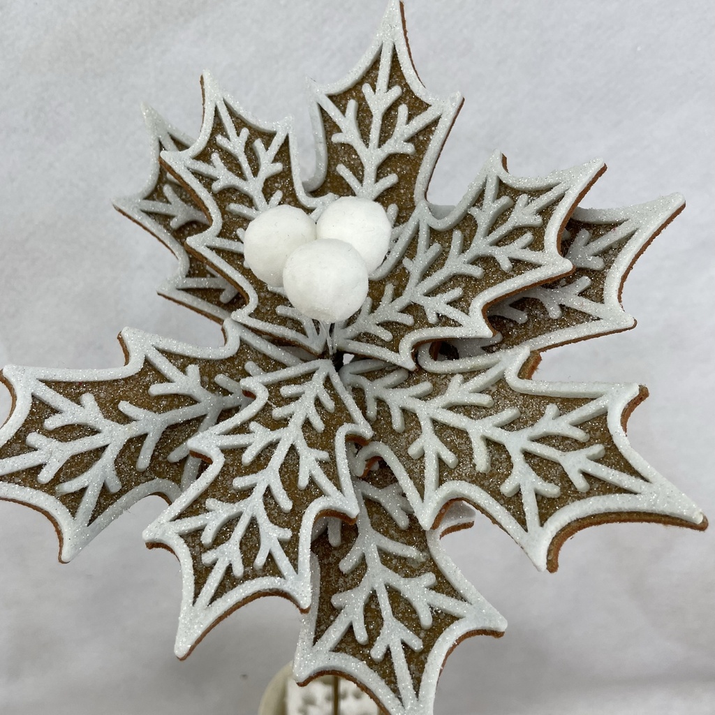 24&quot; HOLLY LEAF POINSETTIA 10&quot; dia FELT  WHITE