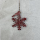 7&quot; SNOWFLAKE ORNAMENT W/ CARDINAL RED