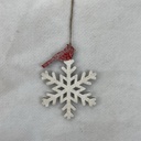 7&quot; SNOWFLAKE ORNAMENT W/ CARDINAL WHITE