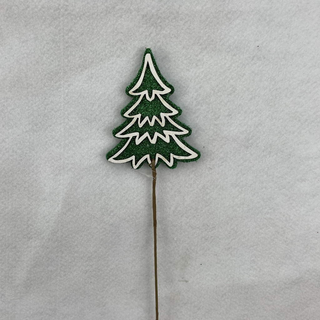 18" GLITTER TREE PICK 5" FELT TREE GREEN