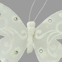 BUTTERFLY 4.75" GLITTER WHITE W/CLIP