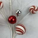 36" PEPPERMINT AND RED BALL SPRAY 
