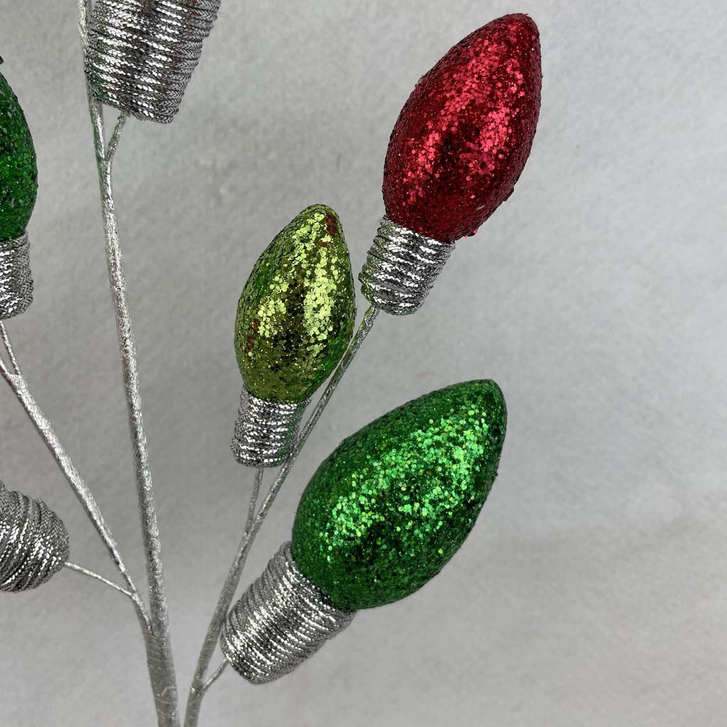 25" GLITTER LIGHT BULB SPRAY X3 RED/GREEN MIX