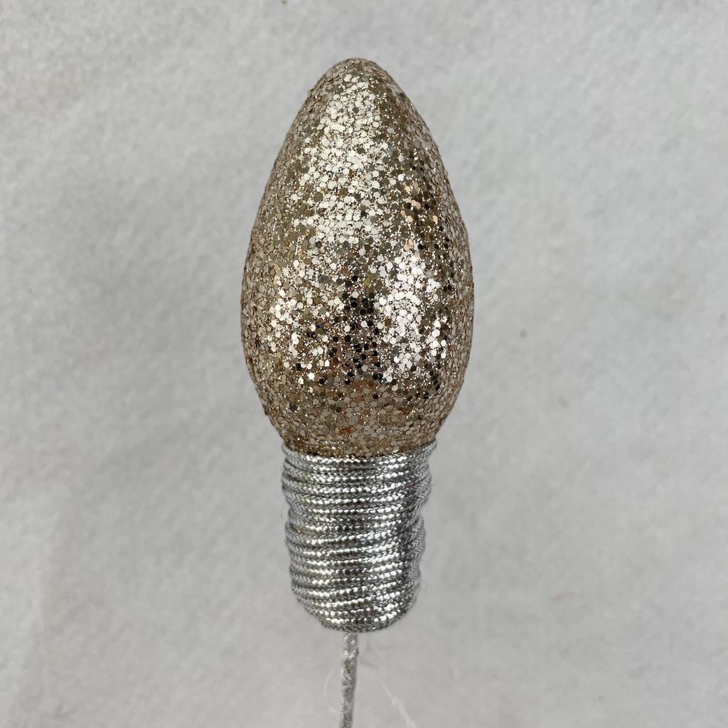 18" GLITTER LIGHTBULB PICK 4.5" BULB CHAMPAGNE