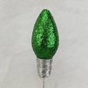 18" GLITTER LIGHTBULB PICK 4.5" BULB DARK GREEN