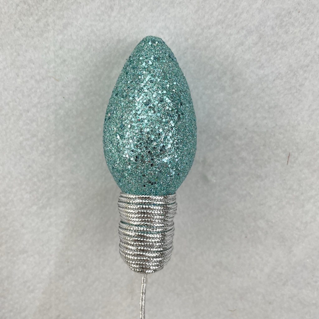 18" GLITTER LIGHTBULB PICK 4.5" BULB LIGHT BLUE