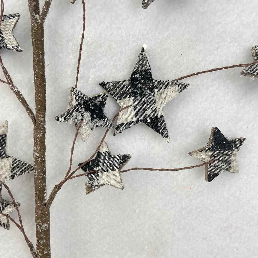 28&quot; PLAID STAR SPRAY W/ SNOW BLACK AND WHITE