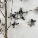 28&quot; PLAID STAR SPRAY W/ SNOW BLACK AND WHITE