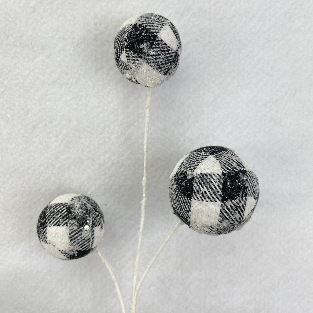 29&quot; PLAID BALL SPRAY BLACK AND WHITE