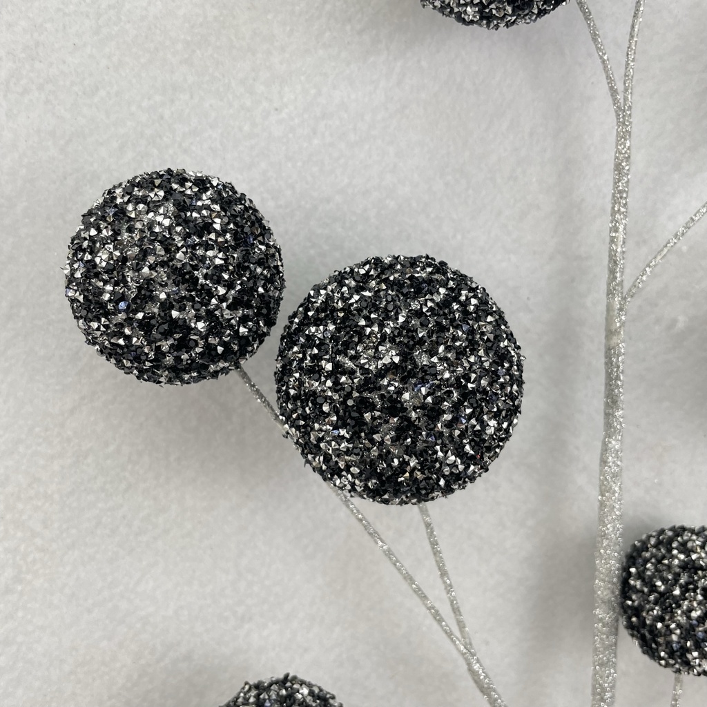 29&quot; BLACK AND SILVER BEADED BALL SPRAY LARGE