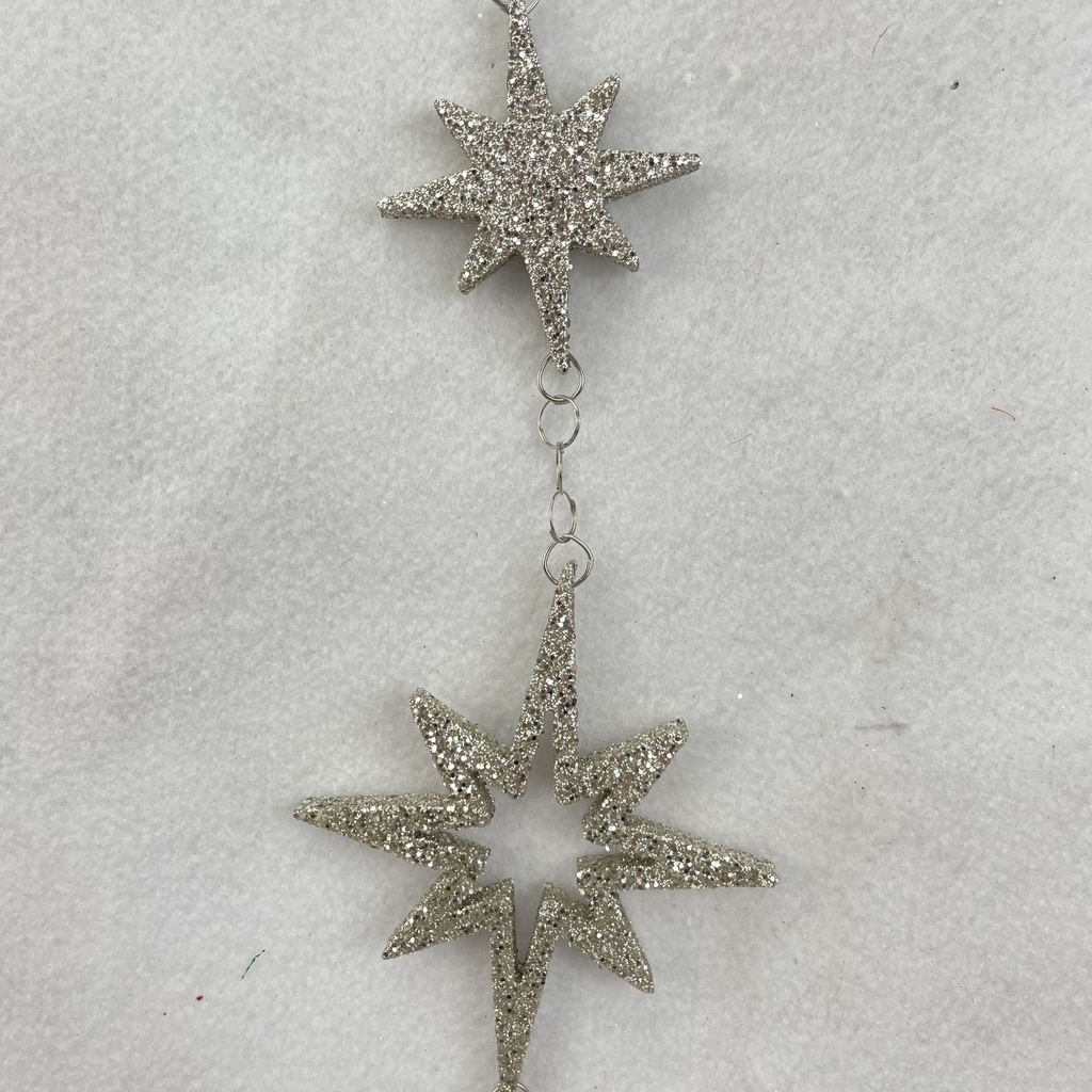 84" GLITTERY STAR GARLAND PLATINUM