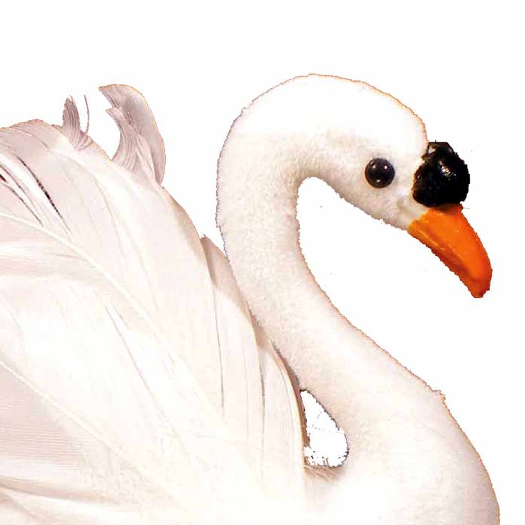 SWAN 4.5" FLOCKED W/FEATHERS