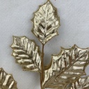 28&quot; METALLIC HOLLY LEAF SPRAY X3 CHAMPAGNE