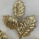 28&quot; METALLIC HOLLY LEAF SPRAY X3 GOLD