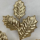 28" METALLIC HOLLY LEAF SPRAY X3 GOLD