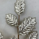 28&quot; METALLIC HOLLY LEAF SPRAY X3 PLATINUM