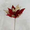 20" VELVET AND GLITTER POINSETTIA 12" dia RED/GOLD