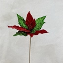 20" VELVET AND GLITTER POINSETTIA 12" dia RED/GREEN