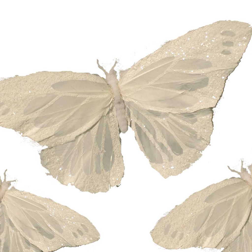 60" WHITE GLT BUTTERFLY GARLAND (8-4.5"/4-6")