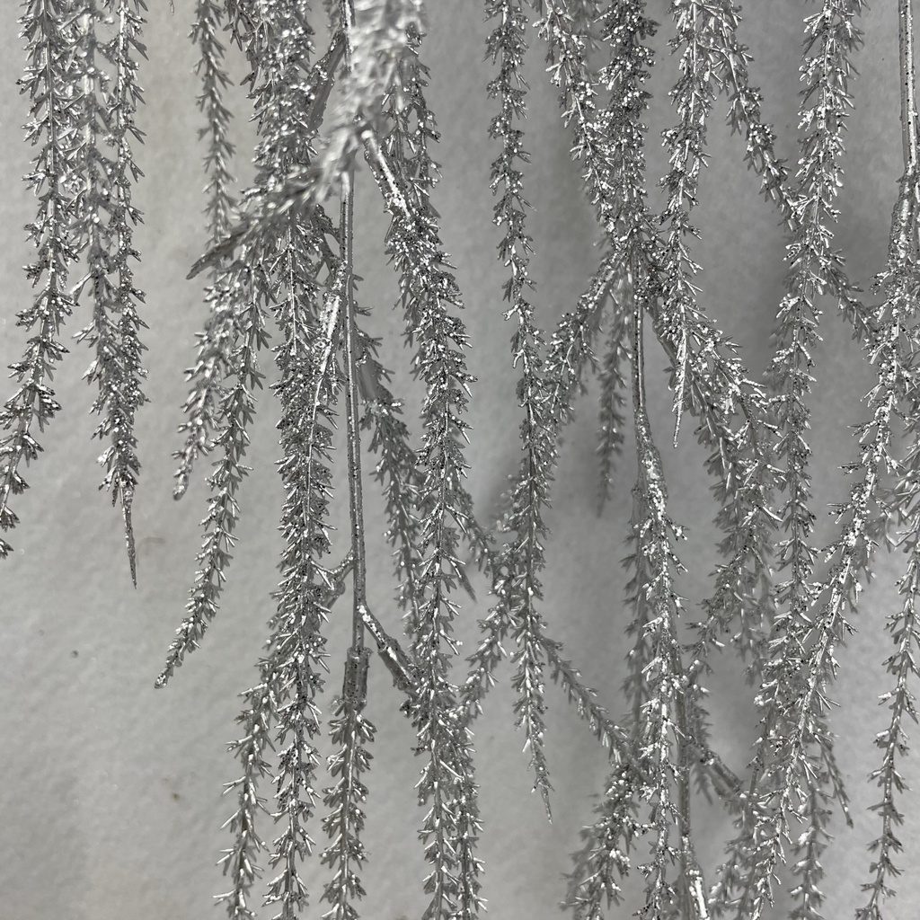 36" METALLIC AMARANTHUS HANGING BUSH X5 SILVER