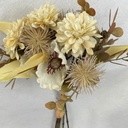 13" POPPY/MUM BUNDLE W/ FOLIAGE CREAM/WHITE