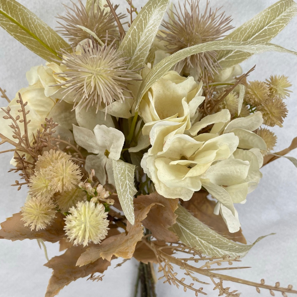 18" HYDRANGEA & MIXED FOLAIGE BUNDLE CREAM