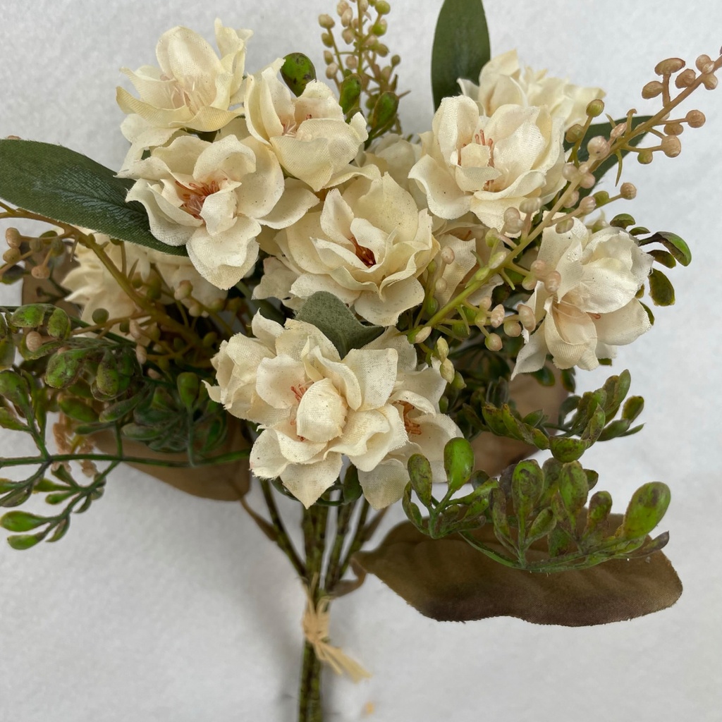 14" MINI MAGNOLIA BUNDLE W/FOLIAGE CREAM