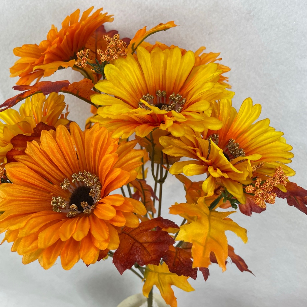 17" DAISY & OAKLEAF BUSH X10 ORANGE/YELLOW