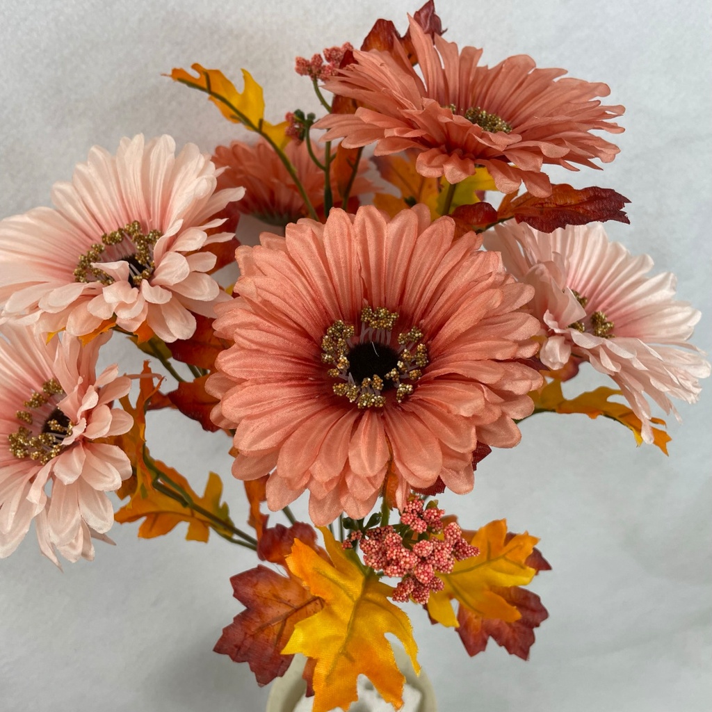 17&quot; DAISY &amp; OAKLEAF BUSH X10 PINK/MAUVE