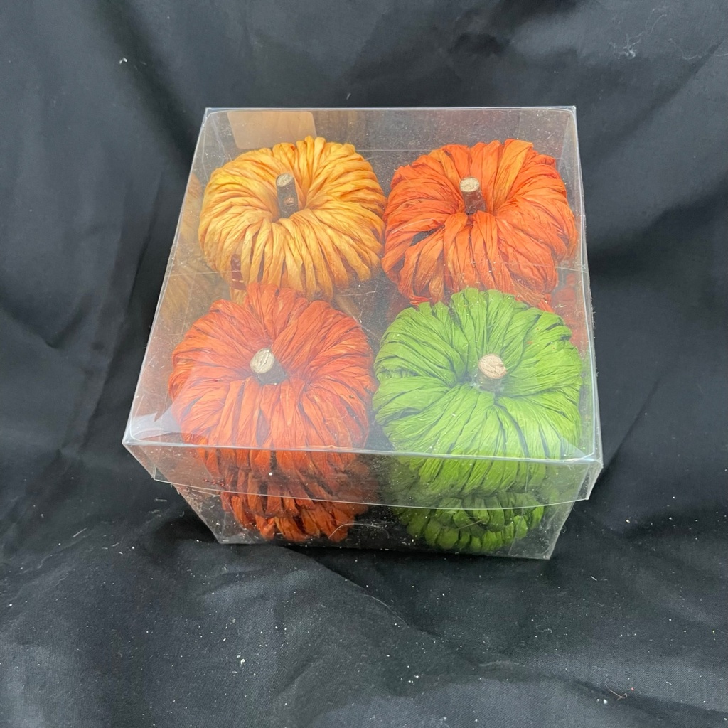 2.75" ASSORTED TWINE PUMPKINS 9/BOX ORG/YEL/GRN