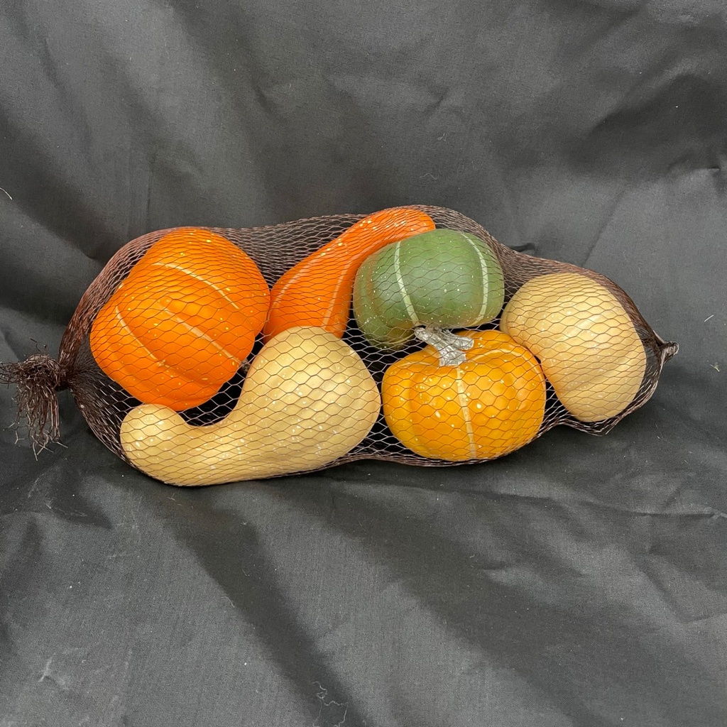 ASSORTED PUMPKINS 6/BAG ORG/GRN/CRM