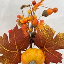 12&quot; PUMPKIN/ACORN PICK W/ LEAVES ORANGE/BROWN