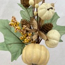 13" PUMPKIN PICK W/BERRIES AND CONES WHITE