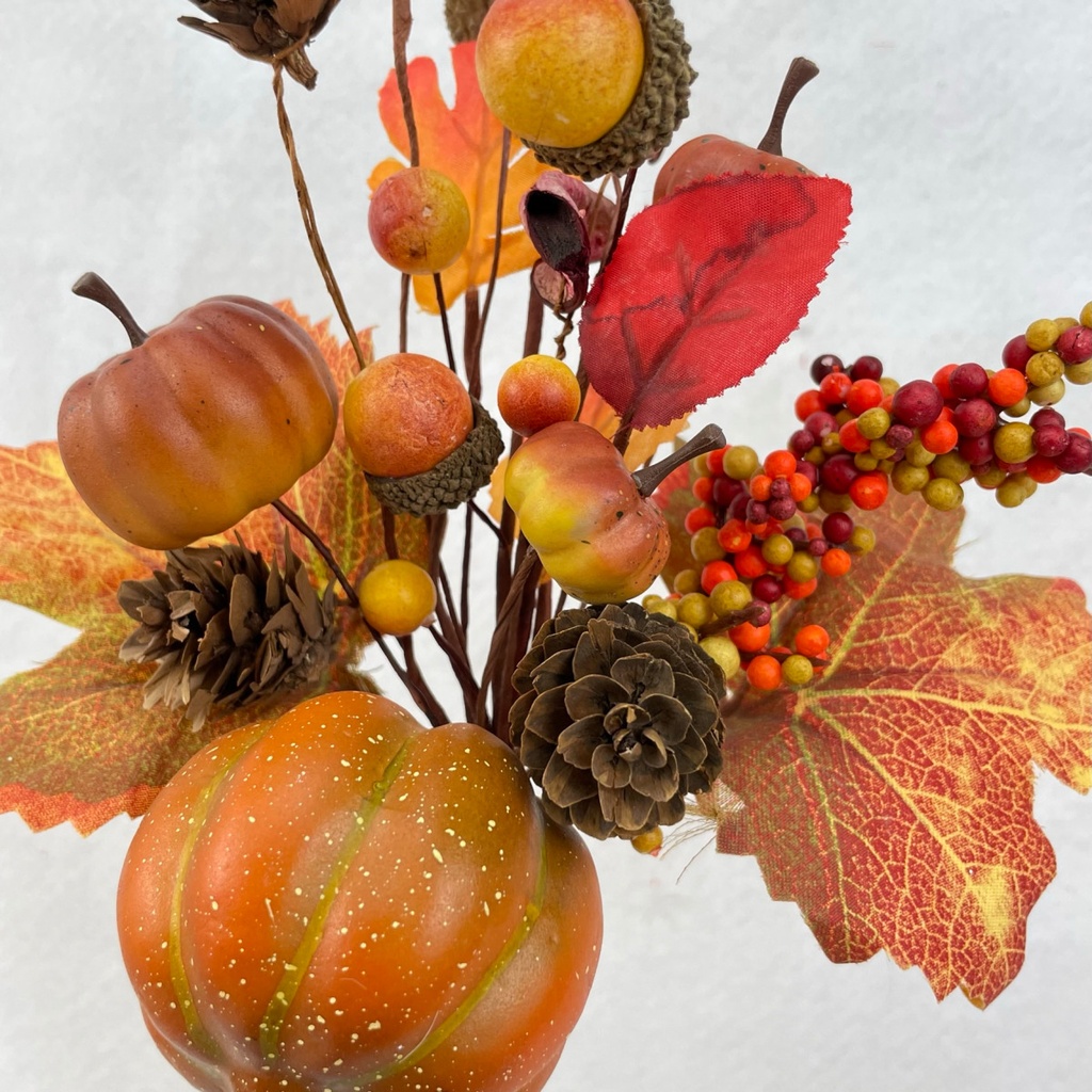 13" PUMPKIN PICK W/BERRIES AND CONES ORANGE