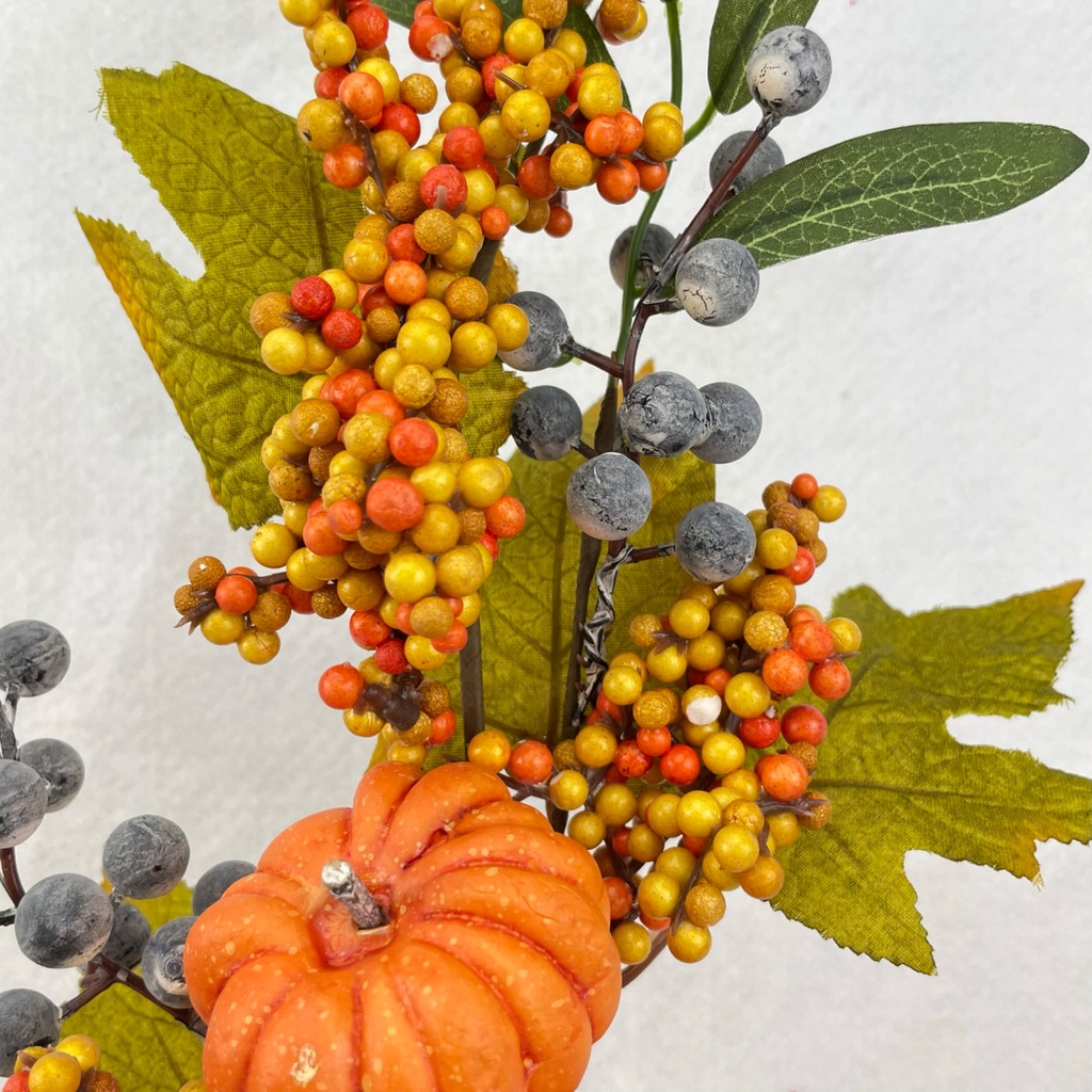 27&quot; PUMPKIN AND LEAF SPRAY W/BERRIES X3 ORANGE 