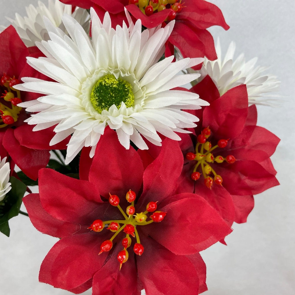 19" POINSETTIA AND GERBERA BUSH X12