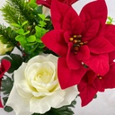 21&quot; POINSETTIA/ROSE BUSH W/PINE &amp; EUCALYPTUS X14 M/P