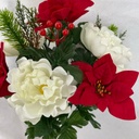 21" POINSETTIA/PEONY BUSH W/PINE & BERRIES X14 M/P