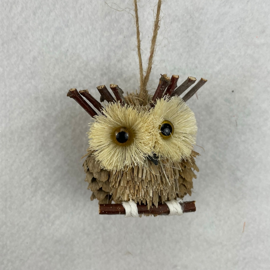 3" NATURAL SISAL OWLS 4 AST/BOX