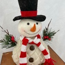 10" SNOWMAN W/ HANGING LEGS BLACK HAT