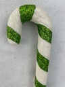 8" CANDY CANE HANGER GRN/WHT