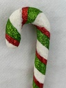 8" CANDY CANE HANGER RED/WHT/GRN